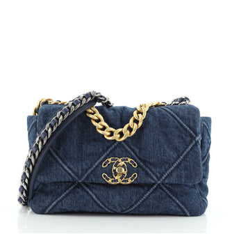 Chanel 19 Flap Bag Quilted Denim Medium