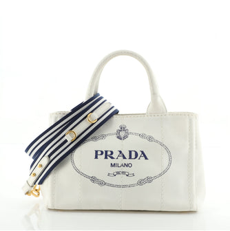 Prada Canapa Convertible Shopping Tote Canvas Small