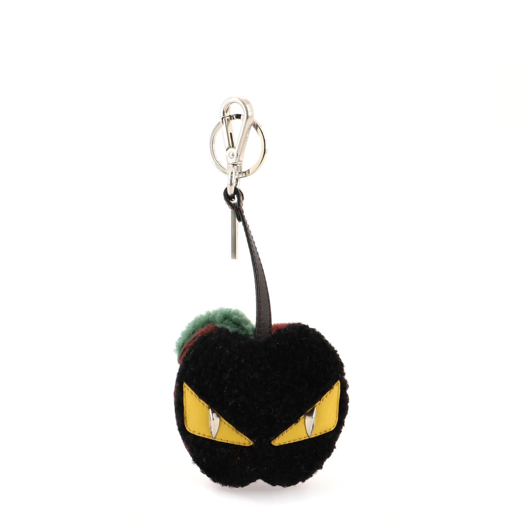 Fendi Monster Eye Apple Bag Charm Shearling and Pony Hair 