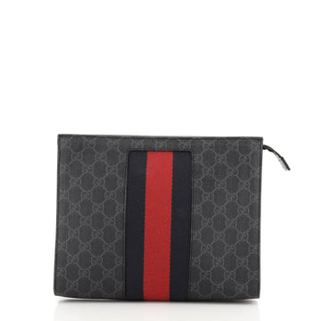 Gucci Web Zip Pouch GG Coated Canvas