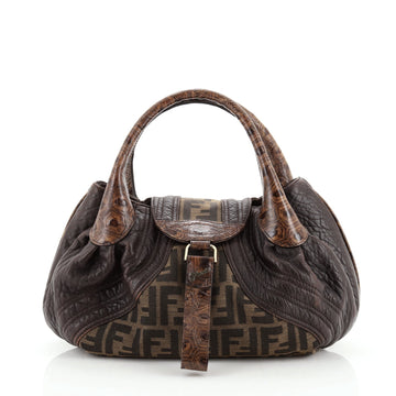 Fendi Tortoise Spy Bag Zucca Canvas and Leather Mini