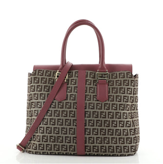 Fendi Convertible Flap Tote Zucca Canvas and Leather