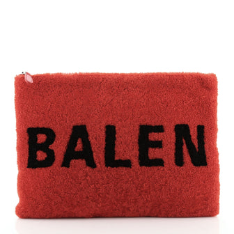 Balenciaga Logo Pouch Shearling