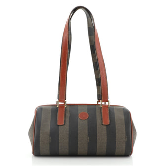 Fendi Vintage Pequin Boston Bag Coated Canvas Medium