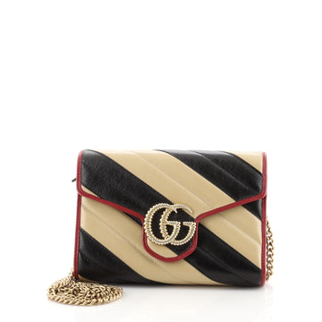 Gucci GG Marmont Chain Wallet Diagonal Quilted Leather Mini