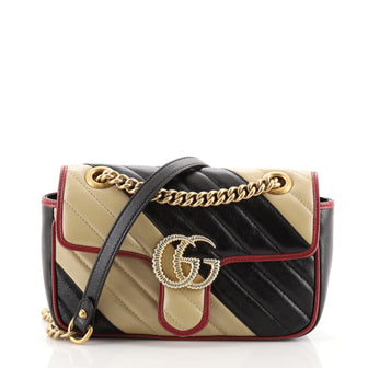 Gucci GG Marmont Flap Bag Diagonal Quilted Leather Small