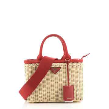 Prada Basket Bag Wicker with Canapa Small