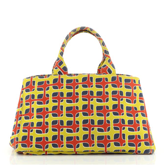 Prada Canapa Tote Printed Canvas Large