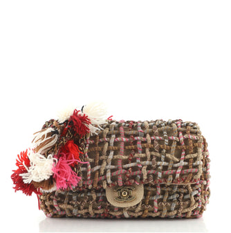 Chanel Paris-Dubai Pom Pom CC Flap Bag Multicolor Woven Fabric and Canvas Medium