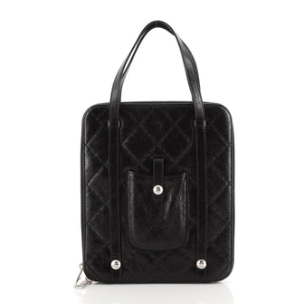 Chanel iPad Top Handle Bag Quilted Glazed Calfskin Medium