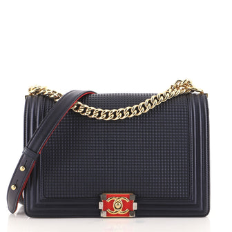 Chanel Boy Flap Bag Cube Embossed Lambskin New Medium