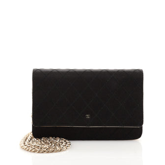 Chanel Diamond Stitch Wallet on Chain Quilted Satin with Lambskin