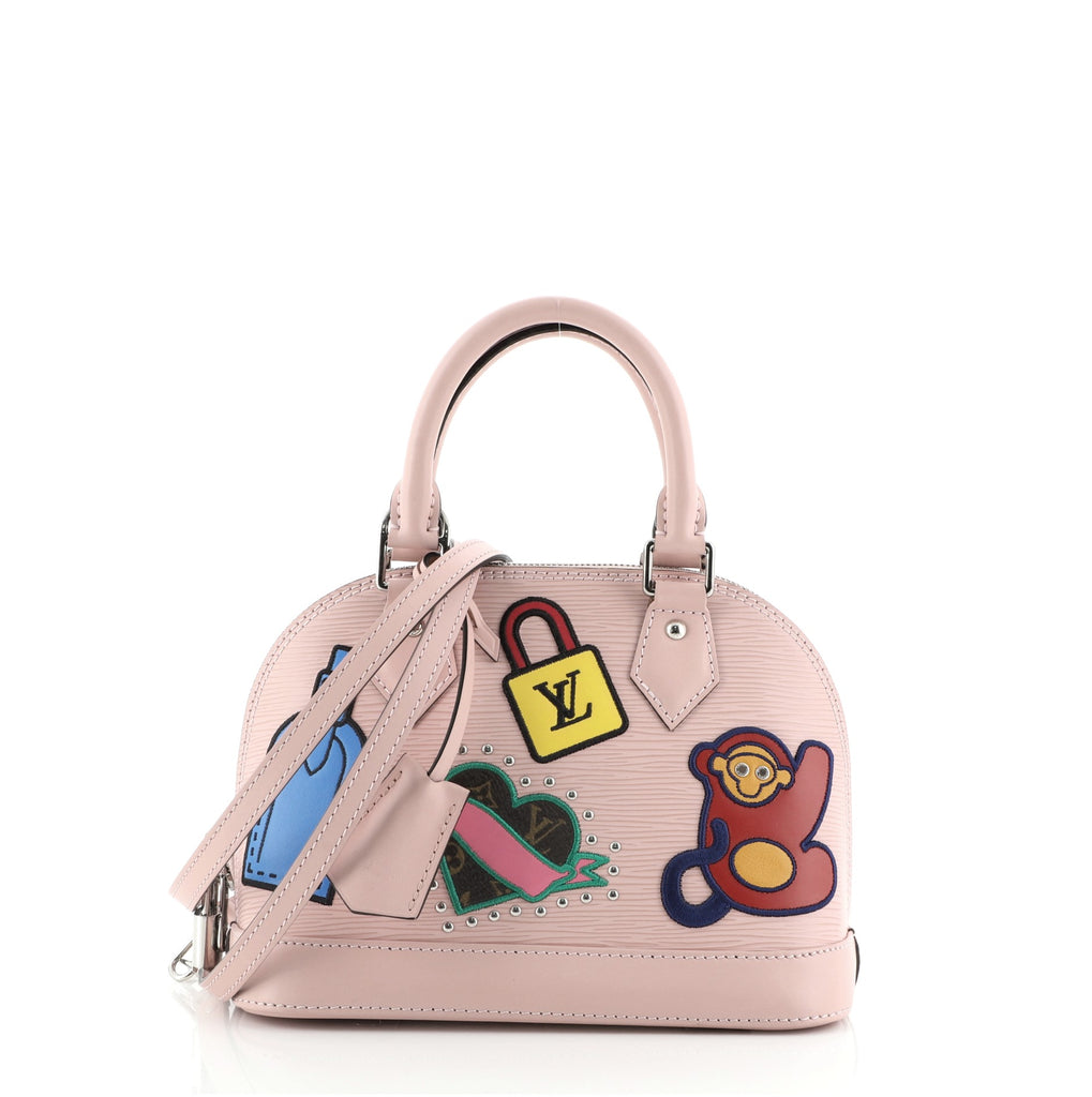 Louis Vuitton Alma Handbag Limited Edition Stickers Epi Leather BB Pink  7180664