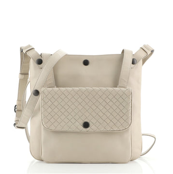 Bottega Veneta Front Pocket Messenger Bag Leather with Intrecciato Detail Small