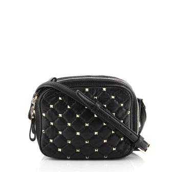 Valentino Rockstud Spike Camera Bag Quilted Leather Mini