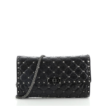 Valentino Rockstud Spike Wallet on Chain Quilted Leather Small