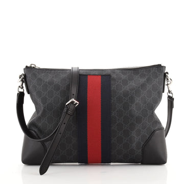 Gucci Web Zip Flat Messenger GG Coated Canvas Medium