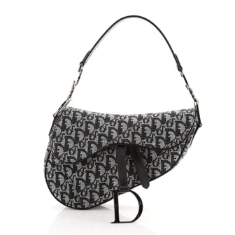 Christian Dior Vintage Saddle Bag Diorissimo Canvas Medium