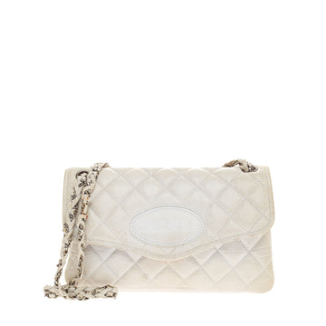 Chanel Embossed Logo Flap Distressed Lambskin Medium 