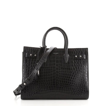 Saint Laurent Sac de Jour Bag Crocodile Embossed Leather Small