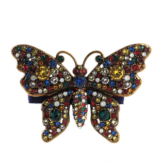 Gucci Butterfly Web Bracelet Crystal Embellished Metal with Elastic