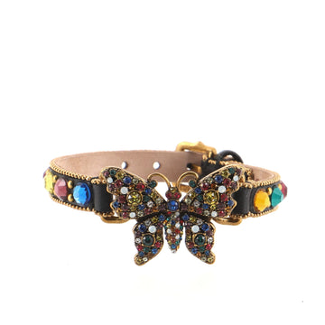 Gucci Butterfly Bracelet Crystal Embellished Leather