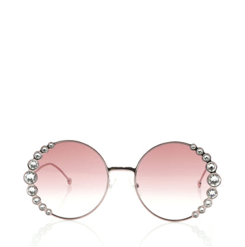 Fendi Ribbons and Pearls Round Sunglasses Embellished Metal