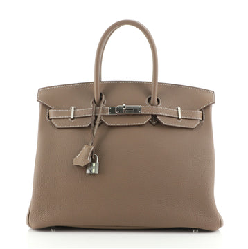 Hermes Birkin Handbag Grey Togo with Palladium Hardware 35