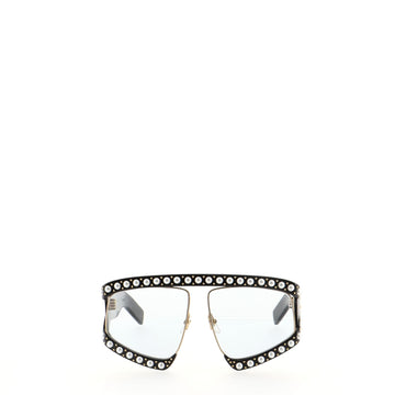 Gucci Hollywood Forever Pearl Mask Oversized Sunglasses Embellished Acetate