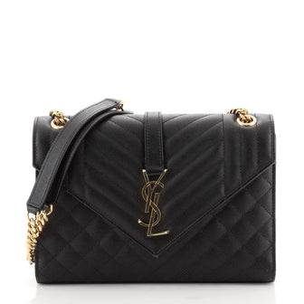 Saint Laurent Classic Monogram Envelope Satchel Quilted Leather Medium