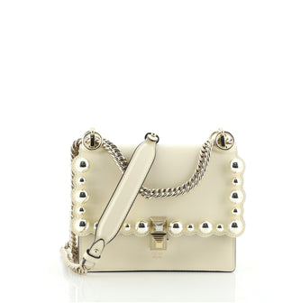 Fendi Kan I Bag Pearl Embellished Leather Small