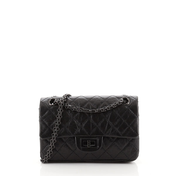 Chanel So Black Reissue 2.55 Flap Bag Quilted Aged Calfskin Mini Black  719891