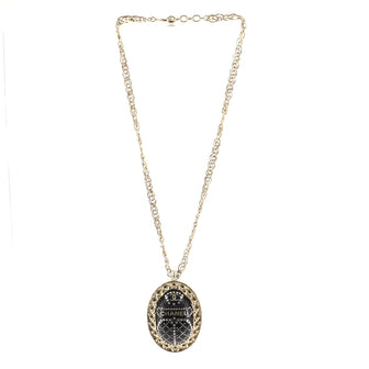 Chanel Scarab Pendant Necklace Metal and Crystal Embellished Resin