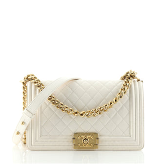Chanel Boy Flap Bag Quilted Caviar Old Medium