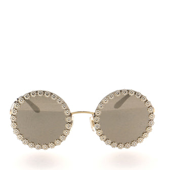 Dolce & Gabbana Round Sunglasses Embellished Metal and Acetate