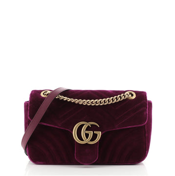 Gucci GG Marmont Flap Bag Matelasse Velvet Small