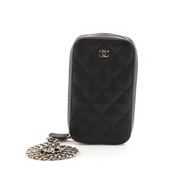 Chanel Zip Around Phone Case with Chain Quilted Caviar