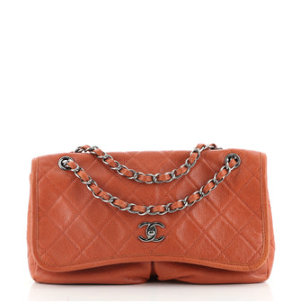 Chanel Natural Beauty Split Pocket Flap Bag Quilted Nubuck Large
