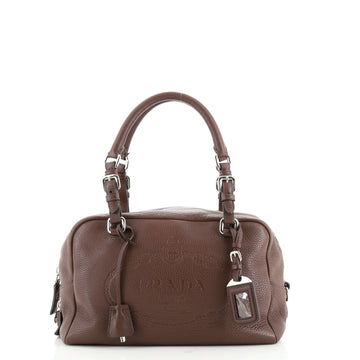 Prada Embossed Logo Bauletto Bag Vitello Daino Medium