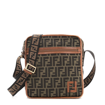 Fendi Zip Around Messenger Bag Zucca Canvas Medium