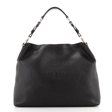 Prada Logo Hobo Embossed Vitello Daino Large