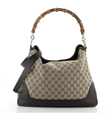Gucci Diana Bamboo Shoulder Bag GG Canvas Medium