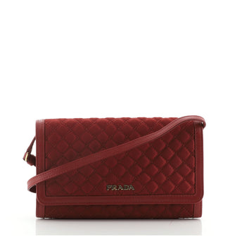 Prada Chain Wallet Crossbody Quilted Tessuto