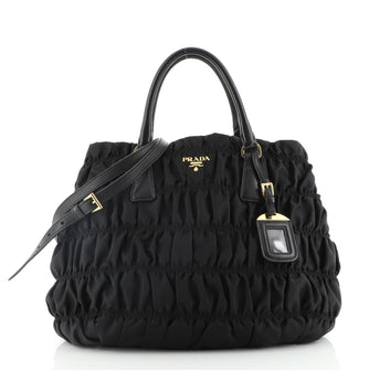 Prada Gaufre Convertible Satchel Tessuto with Leather Medium