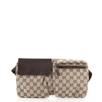 Gucci Vintage Double Belt Bag GG Canvas