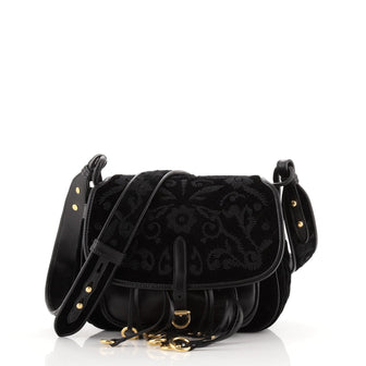 Prada Corsaire Messenger Bag Embroidered Quilted Velvet with Leather