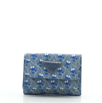 Prada Trifold Flap Wallet Printed Saffiano Compact