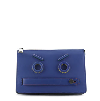 Fendi Faces Zip Clutch Leather Small