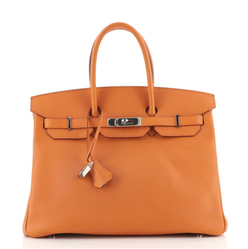 Hermes Birkin Handbag Orange Epsom with Palladium Hardware 35