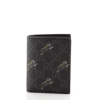 Gucci Vertical Bifold Wallet Printed GG Coated Canvas Compact